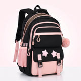 School Backpack Set for Girls, Chic Color-Block Waterproof Nylon, Ultra-Light Large Capacity for Back to School & Sleepovers, Back to School Haul, Casual,Back to School,Back to School Haul