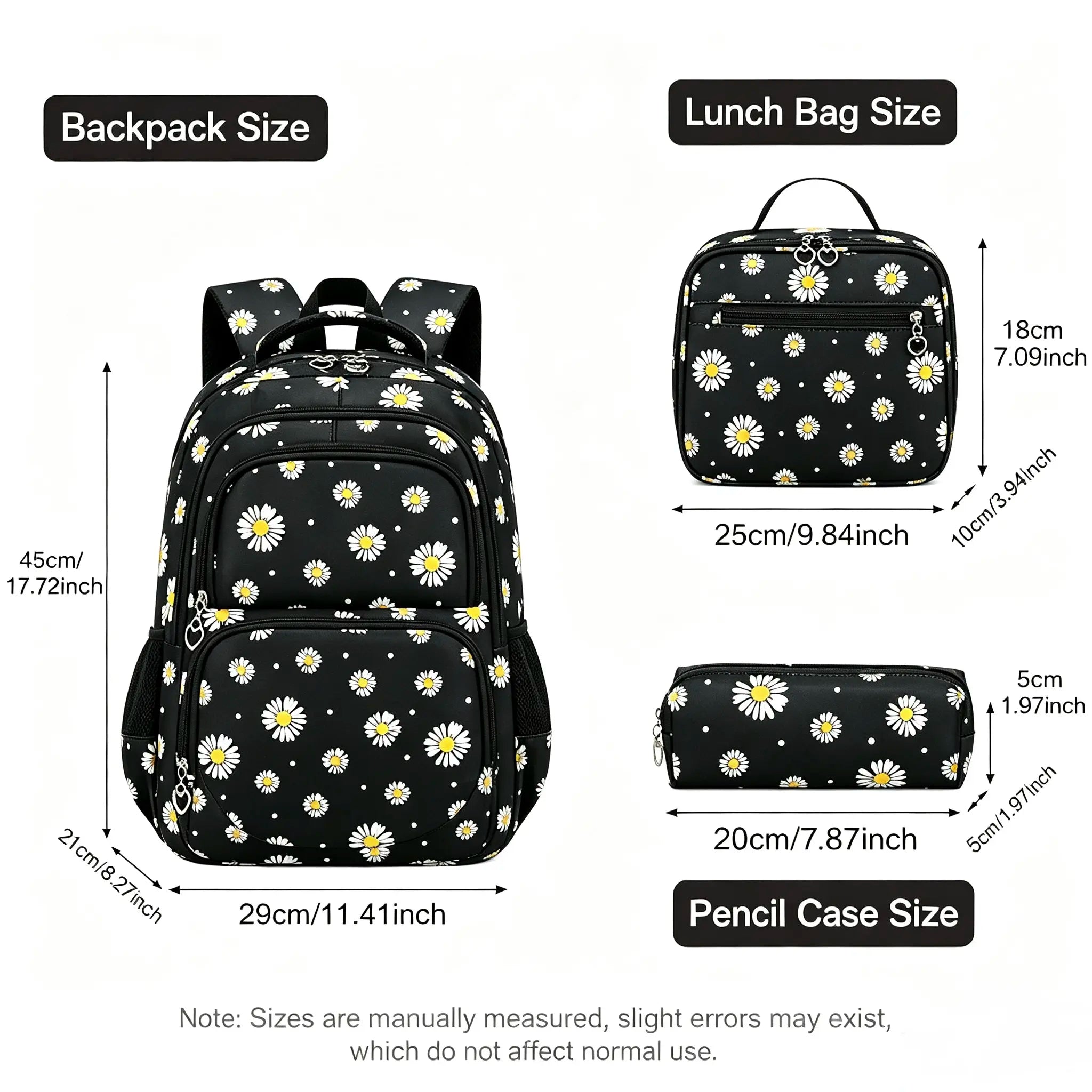 3PCS Waterproof Backpack for School,Oxford Cloth Bookbag Set with Lunch Box & Pencil Case,School Bag for Elementary Middle High School,Back to School Gift,Birthday'S Gift