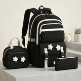 School Backpack Set for Girls, Chic Color-Block Waterproof Nylon, Ultra-Light Large Capacity for Back to School & Sleepovers, Back to School Haul, Casual,Back to School,Back to School Haul