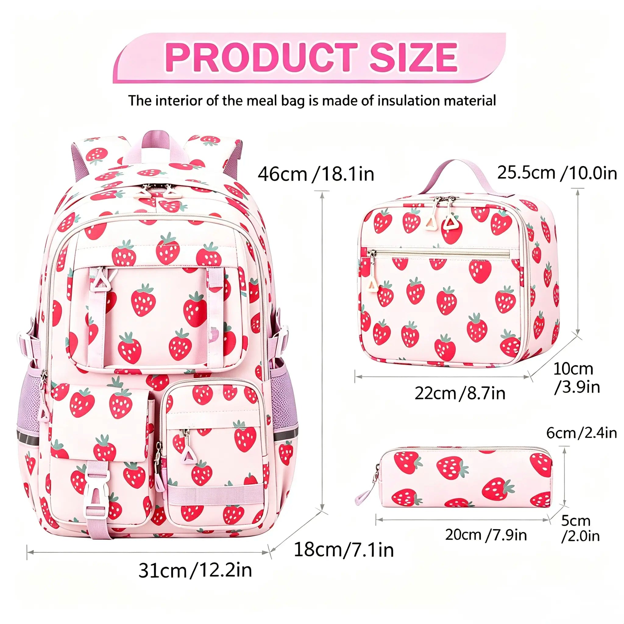 3PCS Waterproof Backpack for School,Oxford Cloth Bookbag Set with Lunch Box & Pencil Case,School Bag for Elementary Middle High School,Back to School Gift,Birthday'S Gift