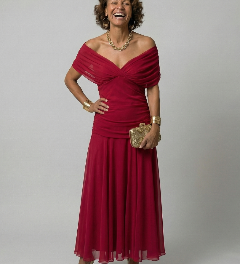 Calen | Off Shoulder Flow Midi Dress