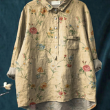 Popija | Ženski vintage casual s cvijetnim umetničkim tiskom