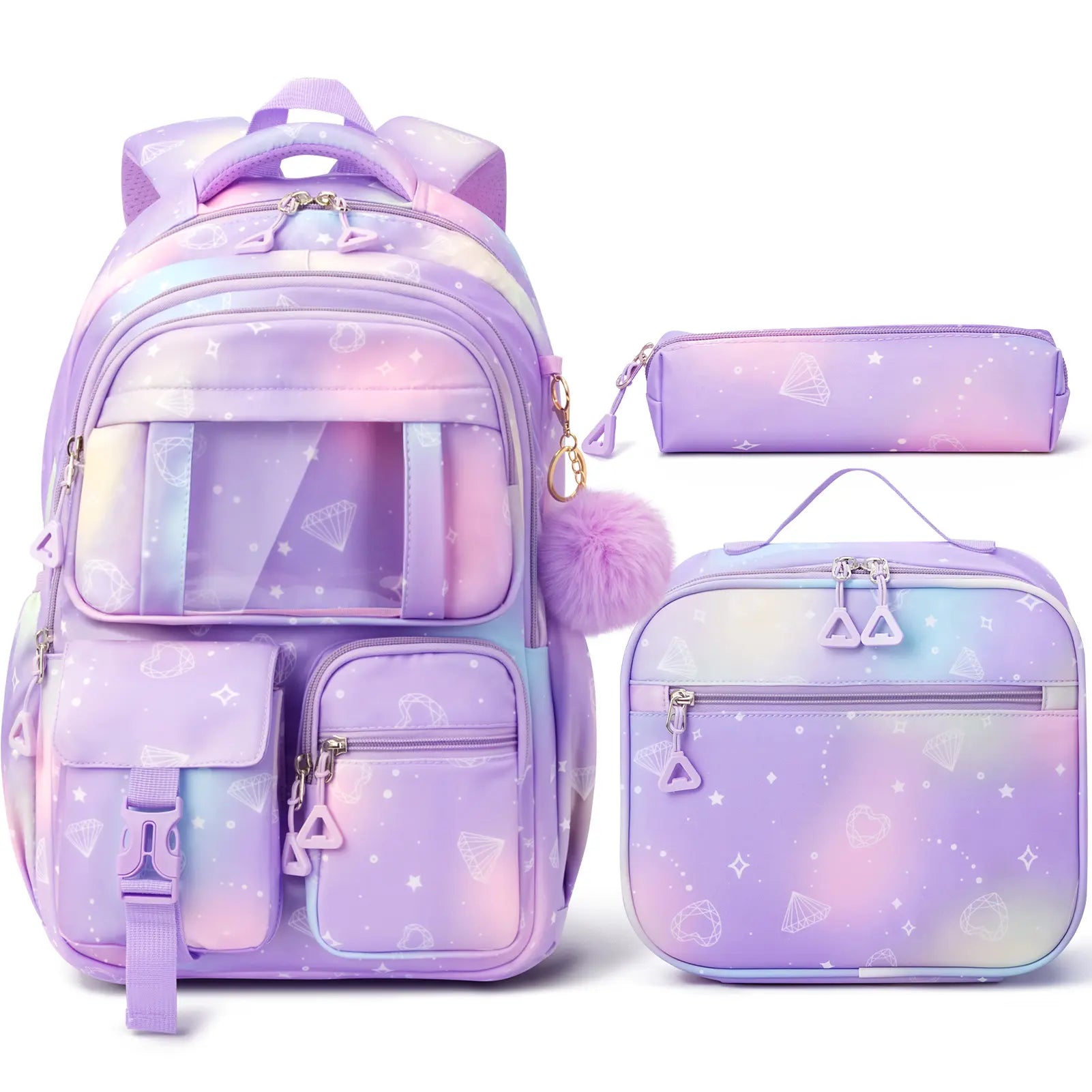 Fimibuke 3PCS Waterproof Backpack for School,Oxford Cloth Bookbag Set with Lunch Box & Pencil Case,School Bag for Elementary Middle High School,Back to School Gift,Birthday'S Gift,Back to School Shopping,Travel Essentials