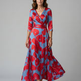 Celine | Cross Wrap Neck Midi Dress