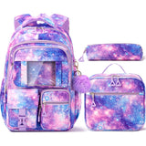 Fimibuke 3PCS Waterproof Backpack for School,Oxford Cloth Bookbag Set with Lunch Box & Pencil Case,School Bag for Elementary Middle High School,Back to School Gift,Birthday'S Gift,Back to School Shopping,Travel Essentials