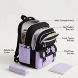 School Backpack Set for Girls, Chic Color-Block Waterproof Nylon, Ultra-Light Large Capacity for Back to School & Sleepovers, Back to School Haul, Casual,Back to School,Back to School Haul