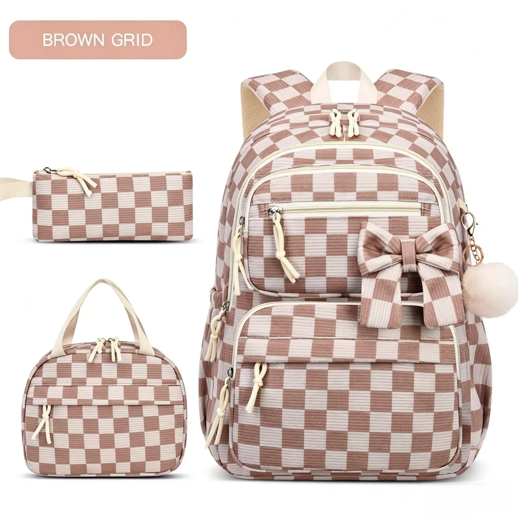 3PCS Waterproof Backpack for School,Oxford Cloth Bookbag Set with Lunch Box & Pencil Case,School Bag for Elementary Middle High School,Back to School Gift,Birthday'S Gift