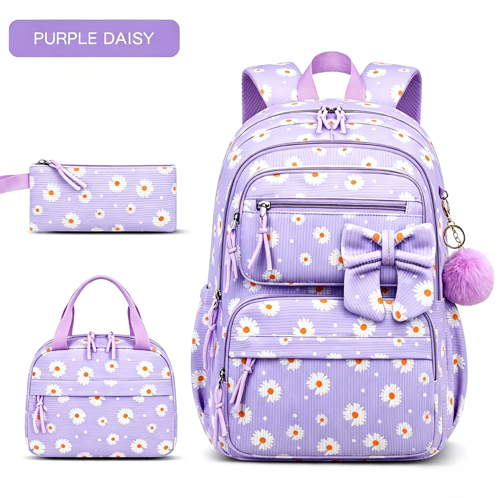 3PCS Waterproof Backpack for School,Oxford Cloth Bookbag Set with Lunch Box & Pencil Case,School Bag for Elementary Middle High School,Back to School Gift,Birthday'S Gift