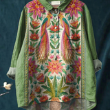 Arabela | Ženski vintage casual s lijepo cvijetnim tiskom ptica
