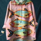 Elizabeta | Ženski vintage casual s tiskom ribe