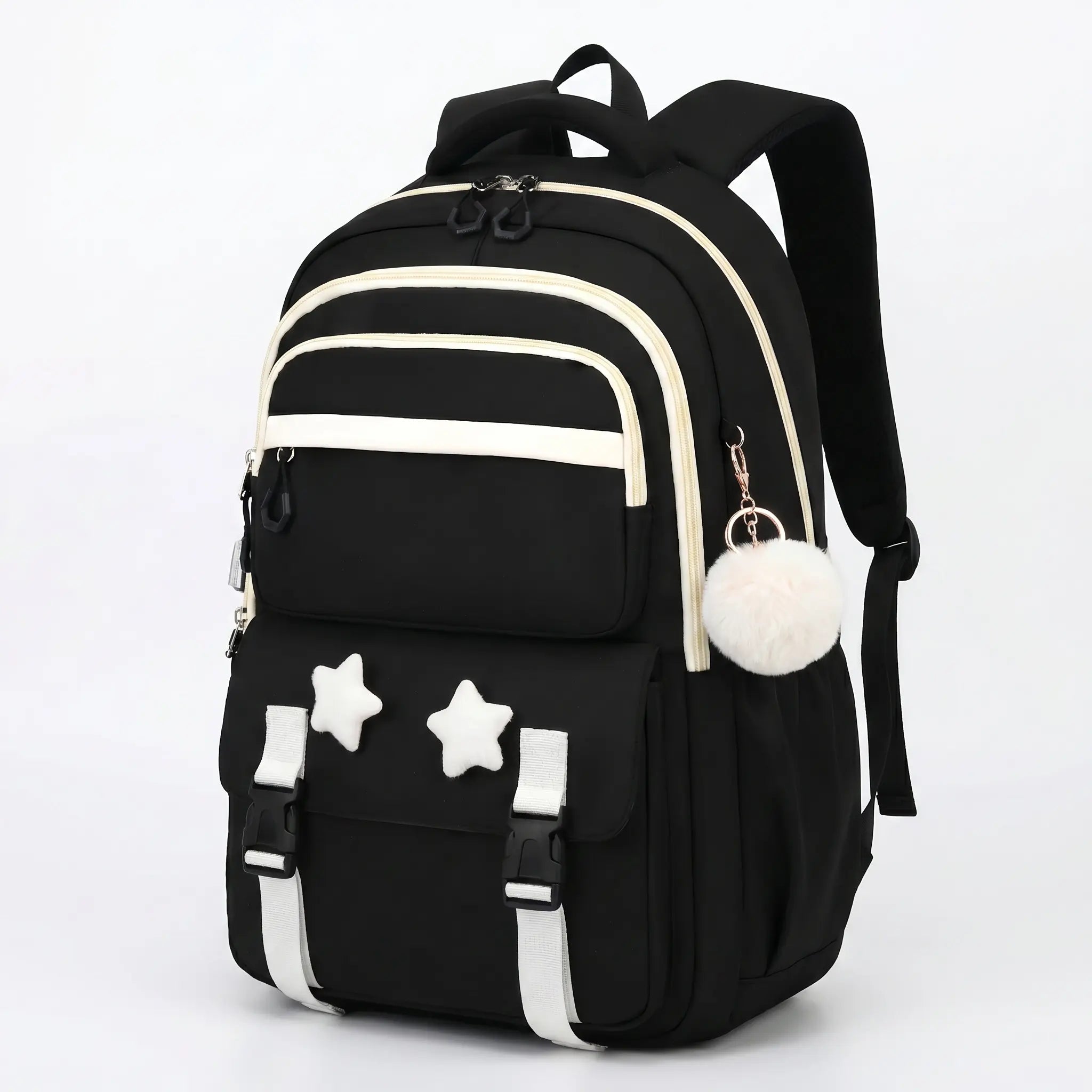 School Backpack Set for Girls, Chic Color-Block Waterproof Nylon, Ultra-Light Large Capacity for Back to School & Sleepovers, Back to School Haul, Casual,Back to School,Back to School Haul