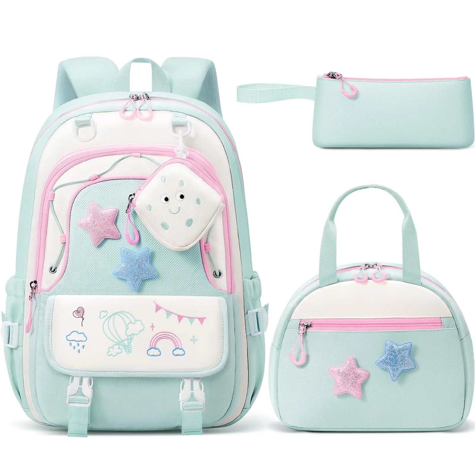 Fimibuke 3PCS Waterproof Backpack for School,Oxford Cloth Bookbag Set with Lunch Box & Pencil Case,School Bag for Elementary Middle High School,Back to School Gift,Birthday'S Gift,Back to School Shopping,Travel Essentials