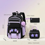 School Backpack Set for Girls, Chic Color-Block Waterproof Nylon, Ultra-Light Large Capacity for Back to School & Sleepovers, Back to School Haul, Casual,Back to School,Back to School Haul