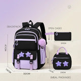 School Backpack Set for Girls, Chic Color-Block Waterproof Nylon, Ultra-Light Large Capacity for Back to School & Sleepovers, Back to School Haul, Casual,Back to School,Back to School Haul