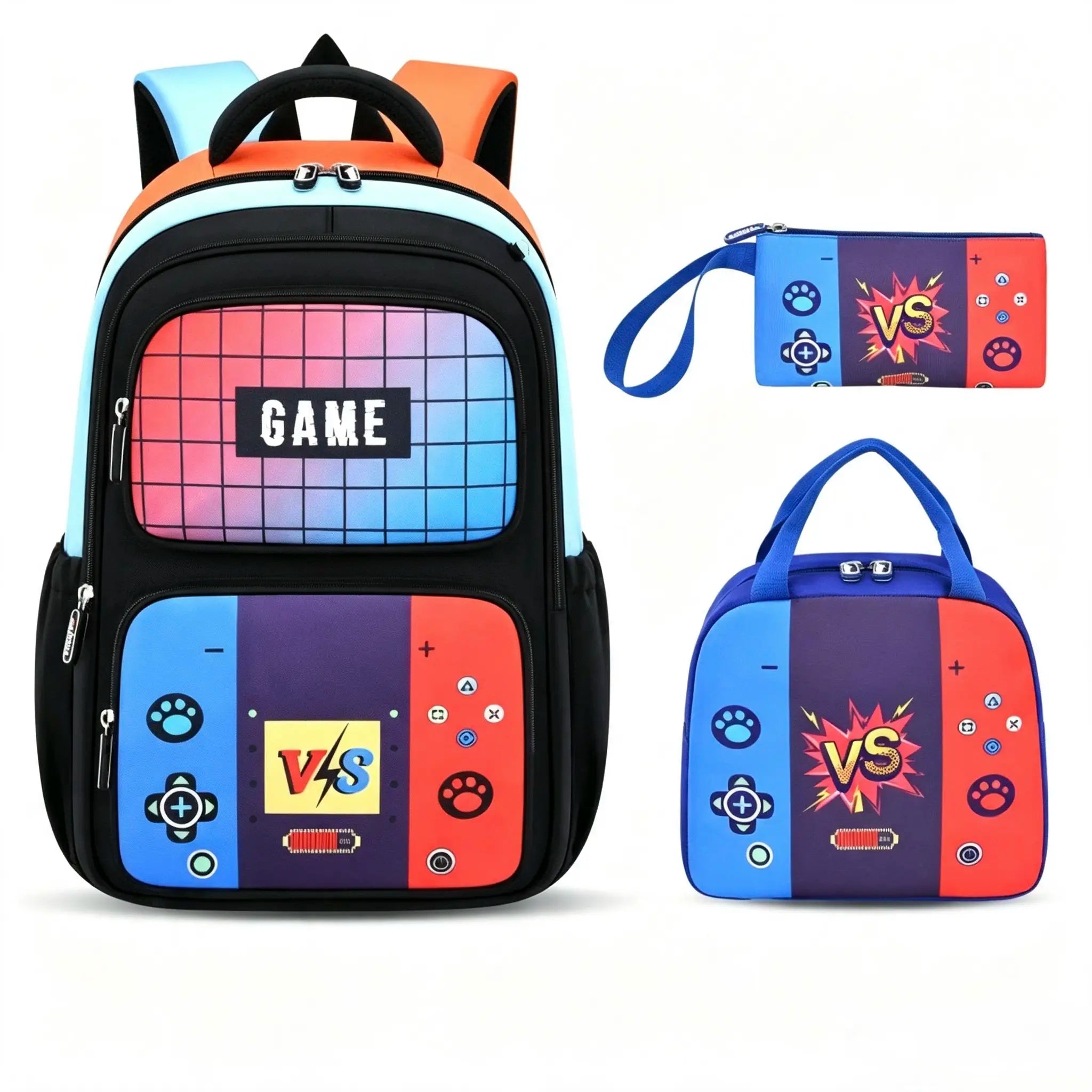 3PCS Waterproof Backpack for School,Oxford Cloth Bookbag Set with Lunch Box & Pencil Case,School Bag for Elementary Middle High School,Back to School Gift,Birthday'S Gift