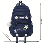 Unisex Large Capacity Aesthetic Ins Style School Backpack with Random Pendant - Lightweight Gym Backpacks for School & Travel, Teen Campus Daily Commute Use