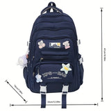 Unisex Large Capacity Aesthetic Ins Style School Backpack with Random Pendant - Lightweight Gym Backpacks for School & Travel, Teen Campus Daily Commute Use