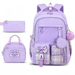 3PCS Waterproof Backpack for School,Oxford Cloth Bookbag Set with Lunch Box & Pencil Case,School Bag for Elementary Middle High School,Back to School Gift,Birthday'S Gift