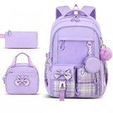 3PCS Waterproof Backpack for School,Oxford Cloth Bookbag Set with Lunch Box & Pencil Case,School Bag for Elementary Middle High School,Back to School Gift,Birthday'S Gift