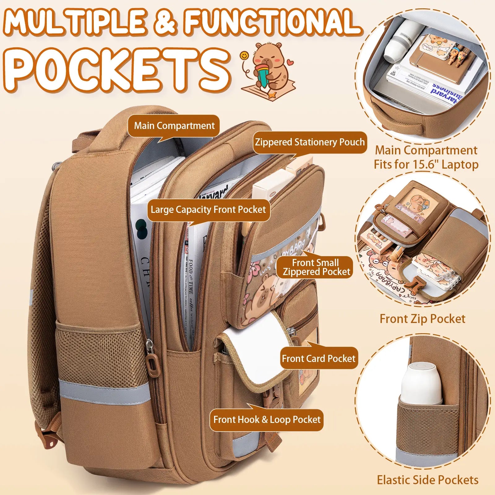 Fimibuke Waterproof Backpack Set – Includes School Bag, Lunch Box & Pencil Case, Lightweight, School Backpack Book Bag for Back-To-School Students,Back to School,Back to School Shopping,Travel Essentials