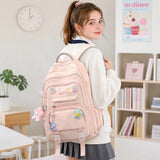 Unisex Large Capacity Aesthetic Ins Style School Backpack with Random Pendant - Lightweight Gym Backpacks for School & Travel, Teen Campus Daily Commute Use
