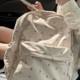 Cute Floral Pattern Backpack, Large Capacity Travel Backpacks for School, Multi-Pockets Zipper Backpack for School & Travel & Back to School, Backpacks for School