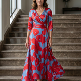 Celine | Cross Wrap Neck Midi Dress