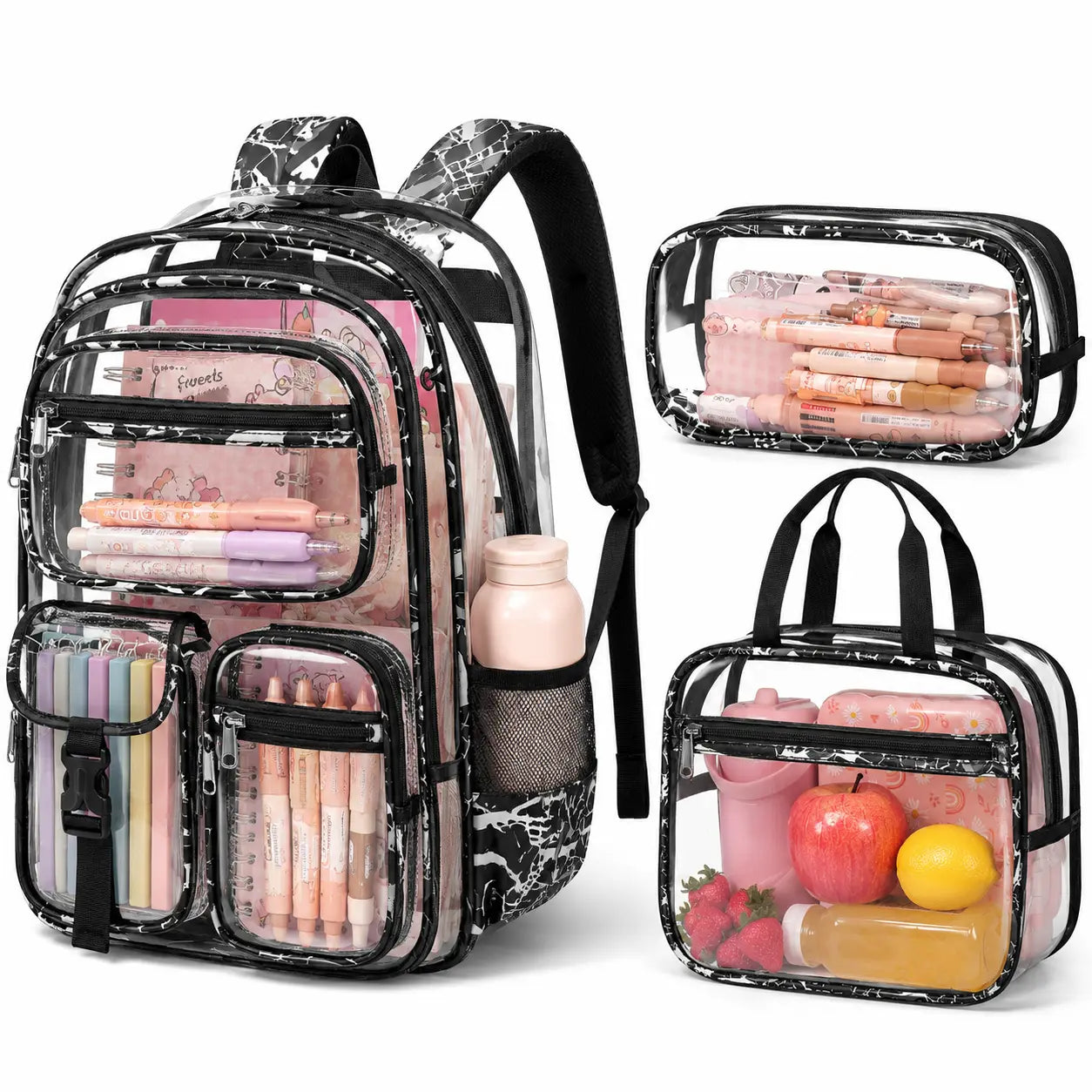 Fimibuke 3PCS Waterproof Backpack for School,Oxford Cloth Bookbag Set with Lunch Box & Pencil Case,School Bag for Elementary Middle High School,Back to School Gift,Birthday'S Gift,Back to School Shopping,Travel Essentials