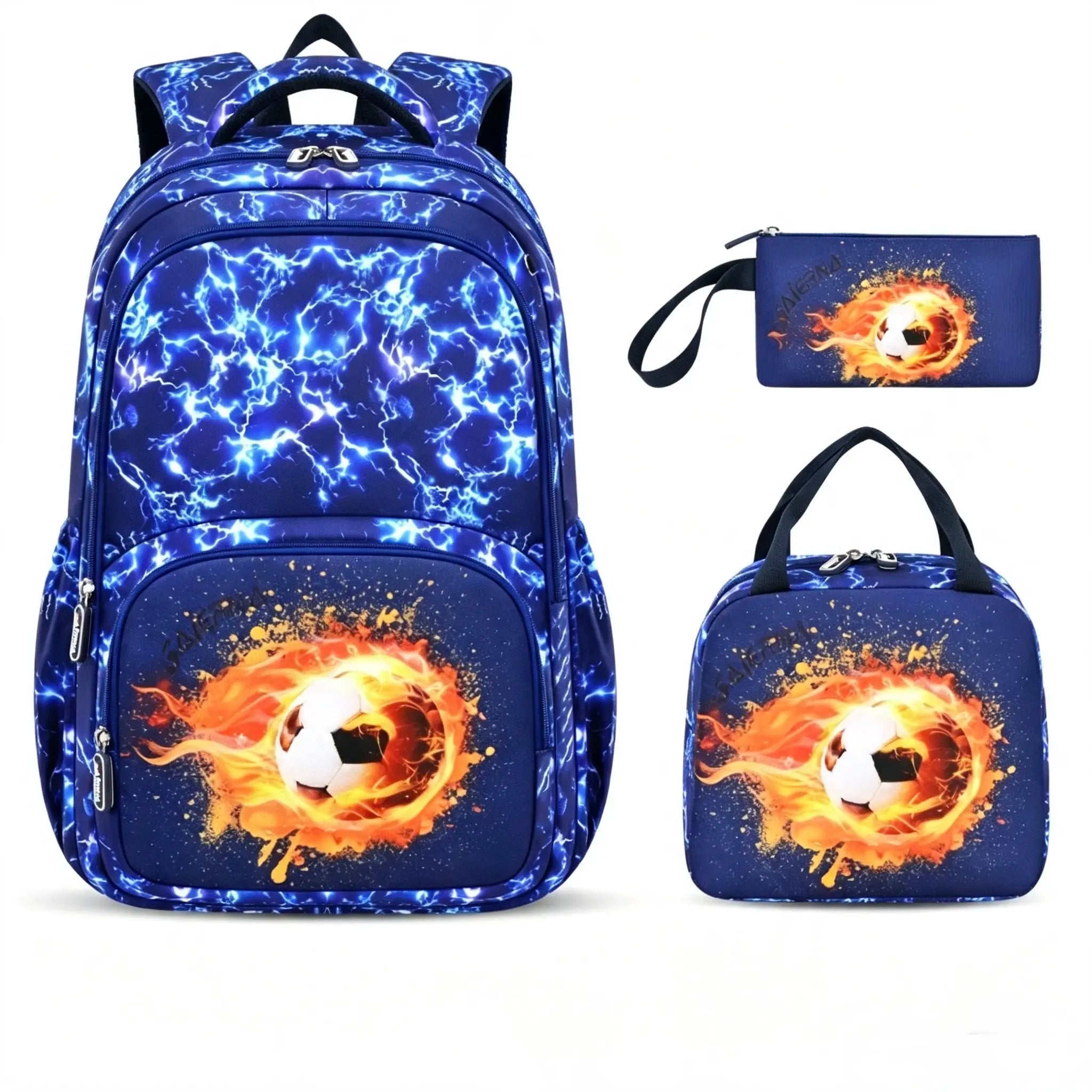 3PCS Waterproof Backpack for School,Oxford Cloth Bookbag Set with Lunch Box & Pencil Case,School Bag for Elementary Middle High School,Back to School Gift,Birthday'S Gift