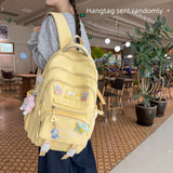 Unisex Large Capacity Aesthetic Ins Style School Backpack with Random Pendant - Lightweight Gym Backpacks for School & Travel, Teen Campus Daily Commute Use