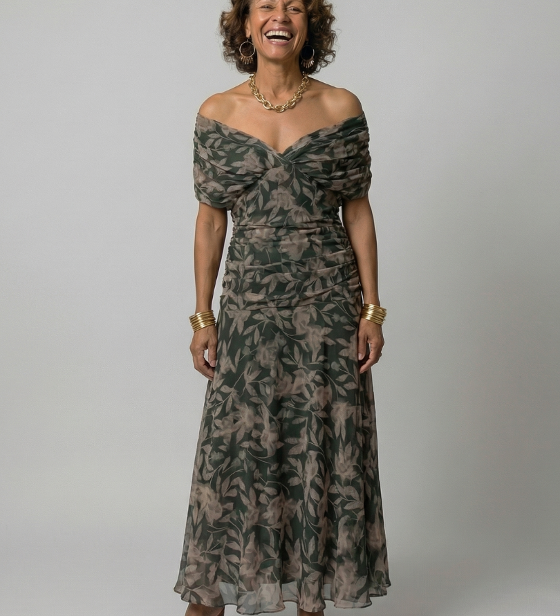 Calen | Off Shoulder Flow Midi Dress