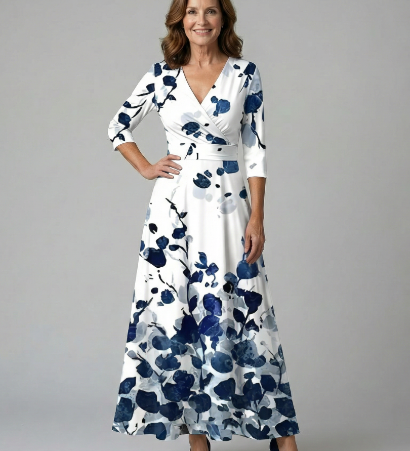 Celine | Cross Wrap Neck Midi Dress