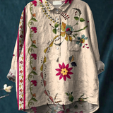 Isadora | Ženski vintage casual s cvijetnim umetničkim tiskom.