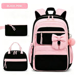 3PCS Waterproof Backpack for School,Oxford Cloth Bookbag Set with Lunch Box & Pencil Case,School Bag for Elementary Middle High School,Back to School Gift,Birthday'S Gift