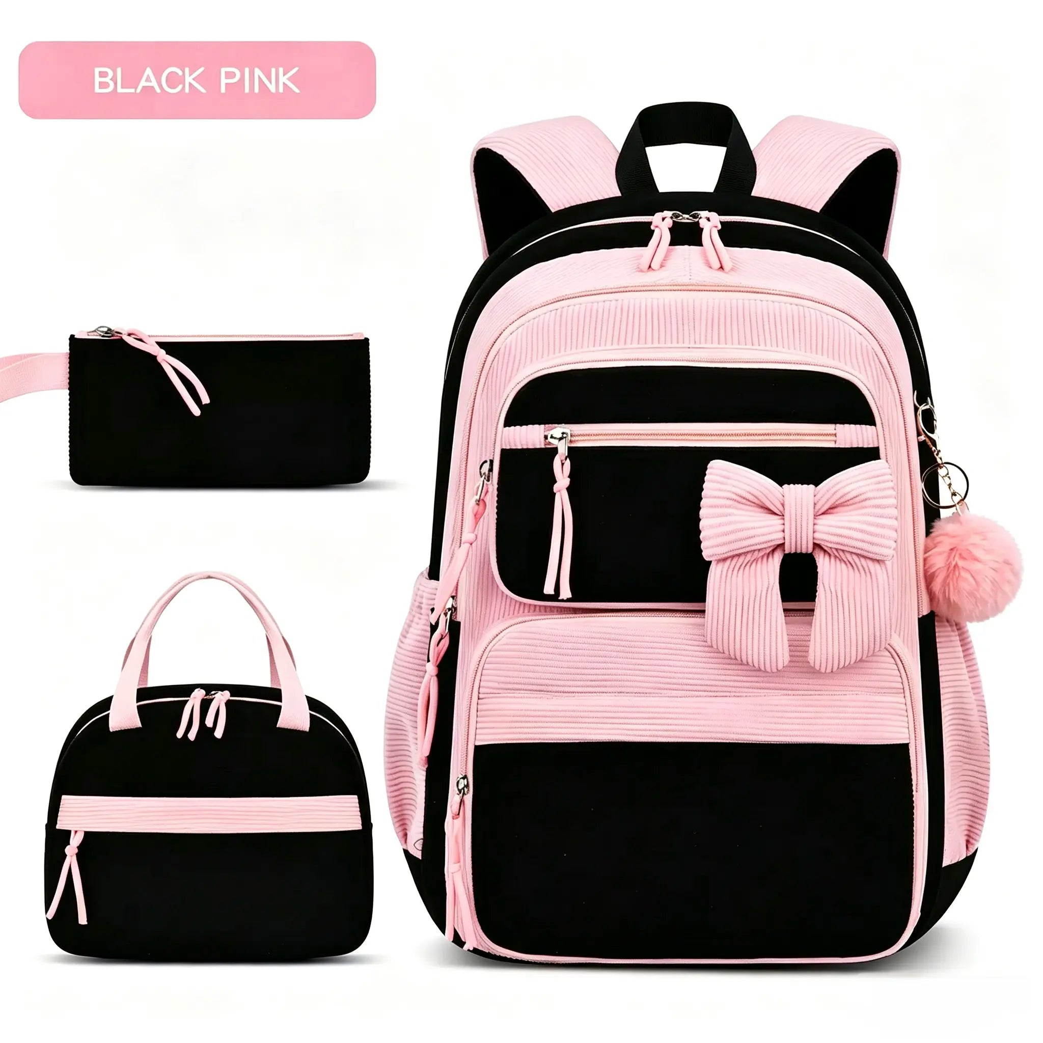 3PCS Waterproof Backpack for School,Oxford Cloth Bookbag Set with Lunch Box & Pencil Case,School Bag for Elementary Middle High School,Back to School Gift,Birthday'S Gift