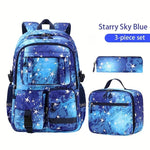 3PCS Waterproof Backpack for School,Oxford Cloth Bookbag Set with Lunch Box & Pencil Case,School Bag for Elementary Middle High School,Back to School Gift,Birthday'S Gift