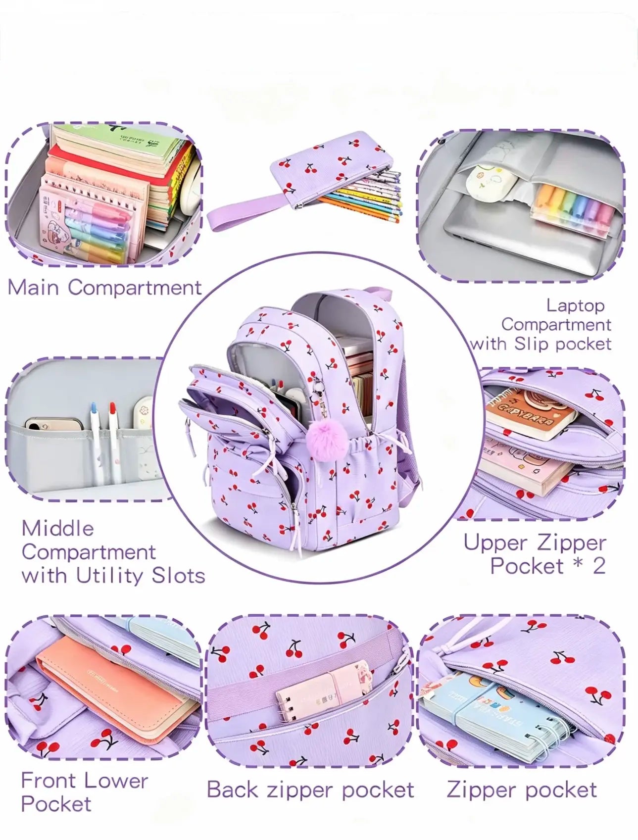 3PCS Waterproof Backpack for School,Oxford Cloth Bookbag Set with Lunch Box & Pencil Case,School Bag for Elementary Middle High School,Back to School Gift,Birthday'S Gift