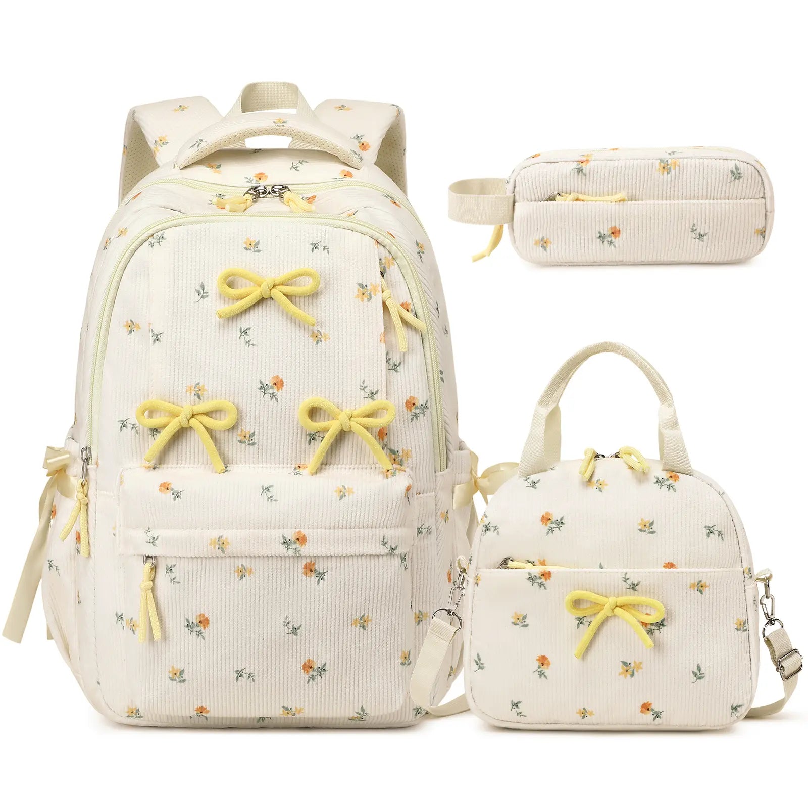 SIMILOVE 3PCS Backpack for School- Corduroy Girls Backpack with Lunch Bag & Pencil Case, School Bag for Elementary Middle High School,Back to School Gift,Birthday'S Gift, Backpacks for School, Bookbag