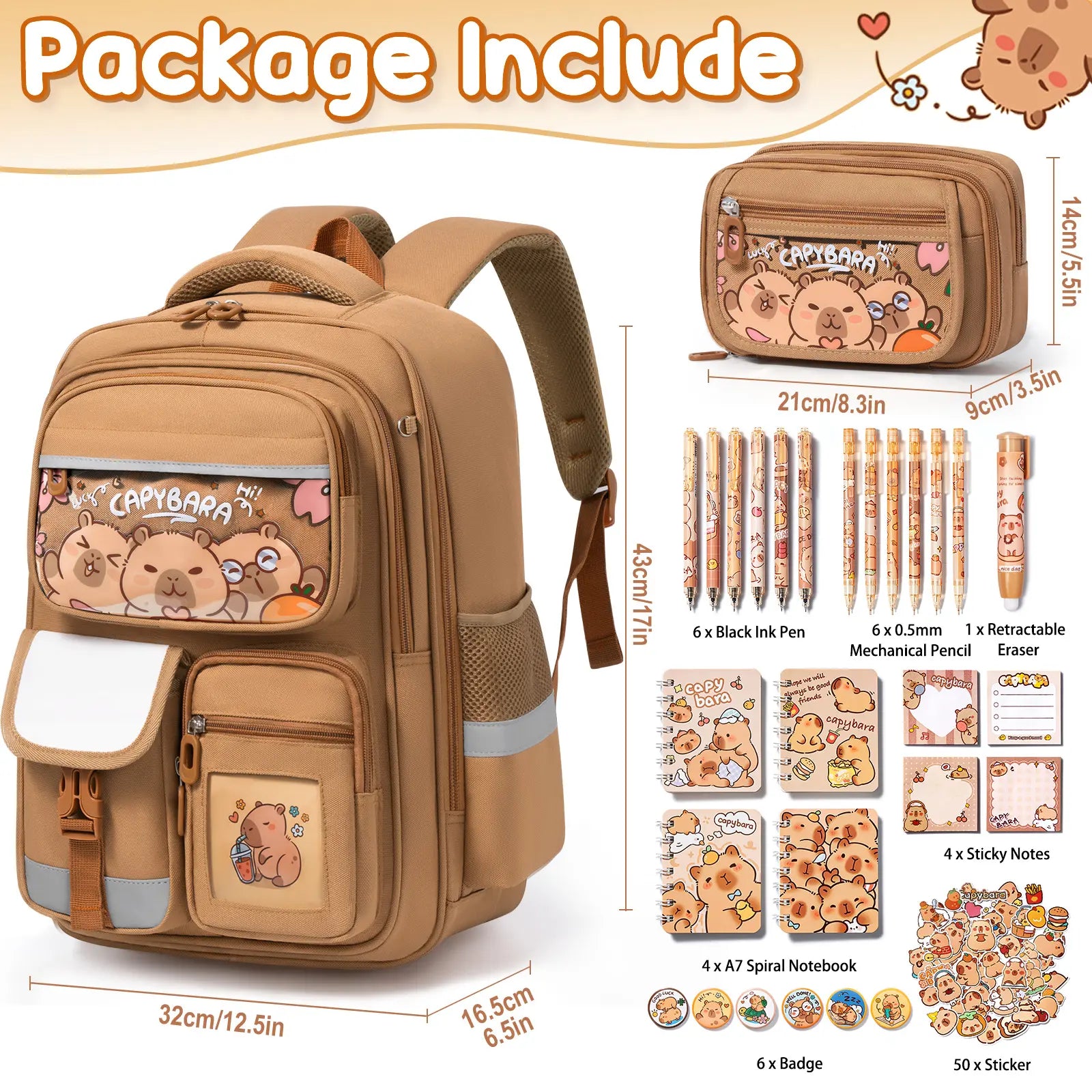Fimibuke Waterproof Backpack Set – Includes School Bag, Lunch Box & Pencil Case, Lightweight, School Backpack Book Bag for Back-To-School Students,Back to School,Back to School Shopping,Travel Essentials