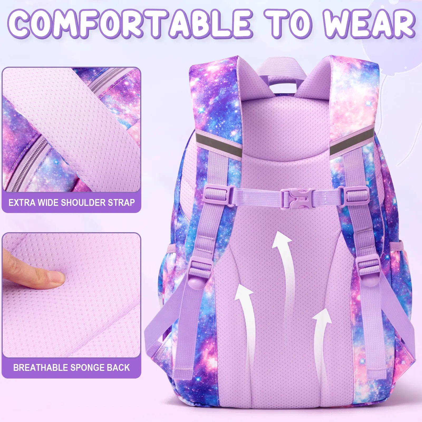 Fimibuke 3PCS Waterproof Backpack for School,Oxford Cloth Bookbag Set with Lunch Box & Pencil Case,School Bag for Elementary Middle High School,Back to School Gift,Birthday'S Gift,Back to School Shopping,Travel Essentials