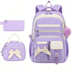 3PCS Waterproof Backpack for School,Oxford Cloth Bookbag Set with Lunch Box & Pencil Case,School Bag for Elementary Middle High School,Back to School Gift,Birthday'S Gift