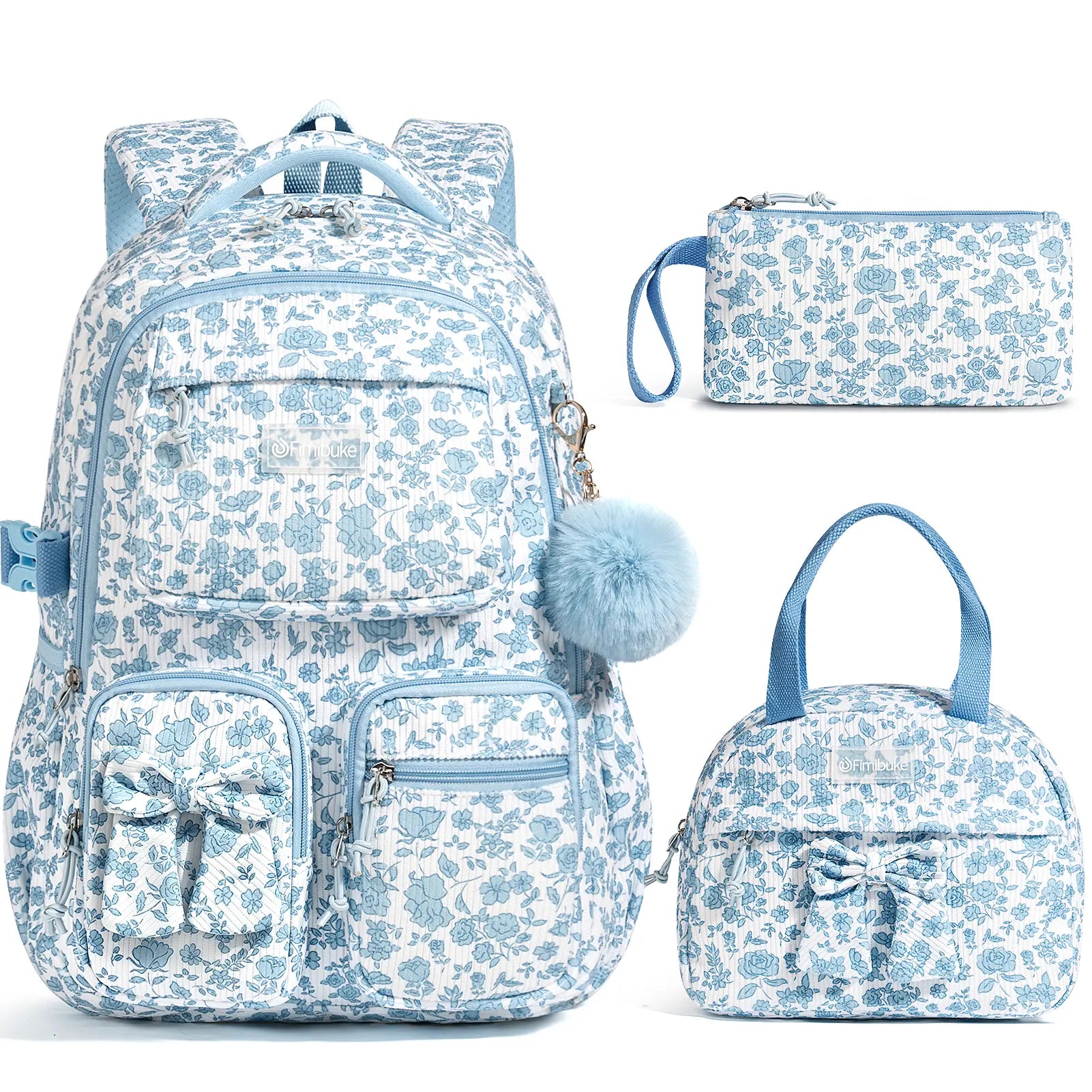 Fimibuke 3PCS Backpack for School,Waterproof Bookbag Set with Lunch Box & Pencil Case,School Bag for Elementary Middle School,Back to School Gift,Birthday'S Gift,Back to School Shopping,Travel Essentials