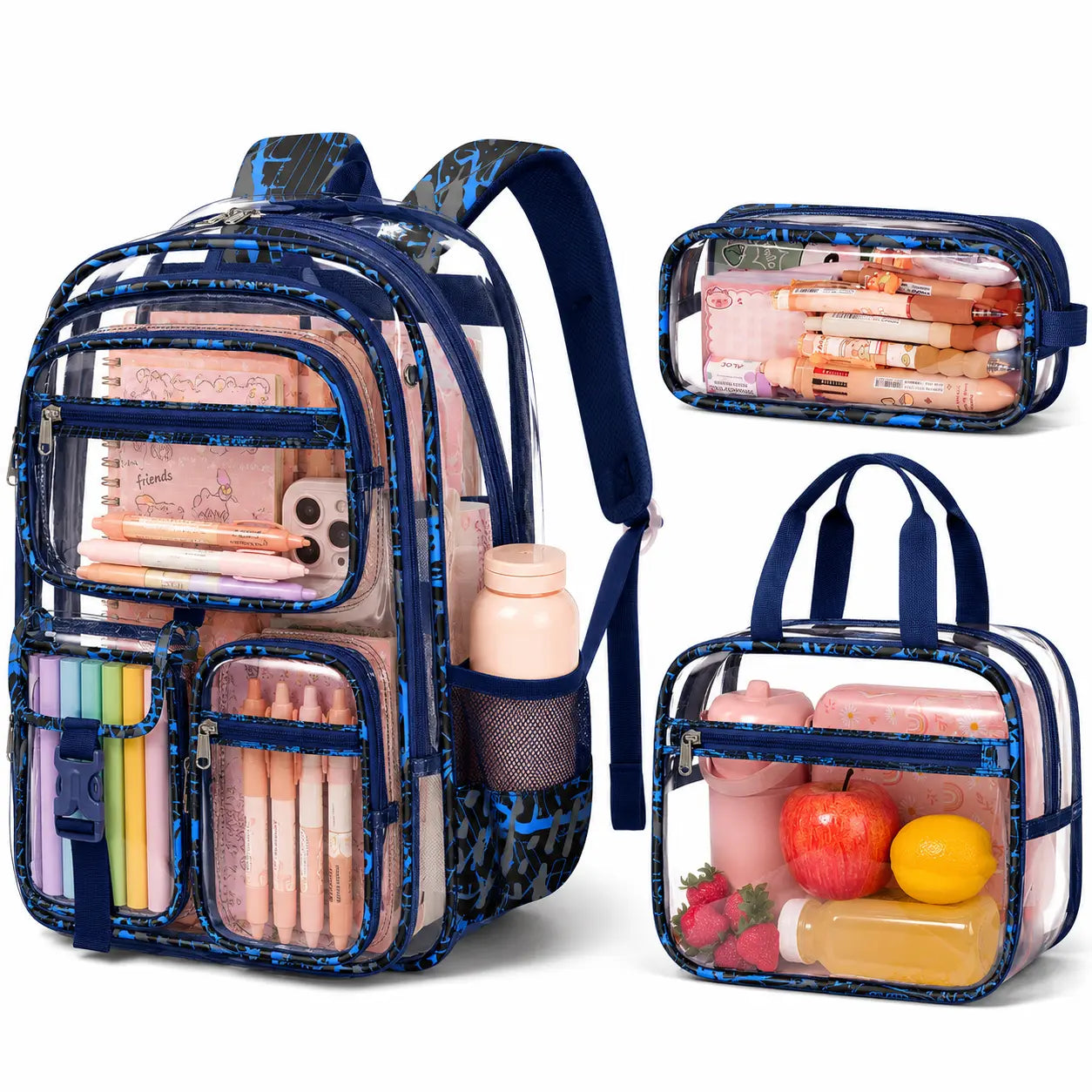 Fimibuke 3PCS Waterproof Backpack for School,Oxford Cloth Bookbag Set with Lunch Box & Pencil Case,School Bag for Elementary Middle High School,Back to School Gift,Birthday'S Gift,Back to School Shopping,Travel Essentials