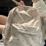 Cute Floral Pattern Backpack, Large Capacity Travel Backpacks for School, Multi-Pockets Zipper Backpack for School & Travel & Back to School, Backpacks for School