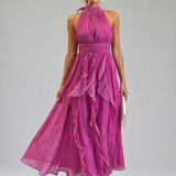 Celestia | Ruffled Halter Maxi Dress