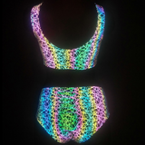 Colorful Reflective Rave Party Shiny Bikini Set