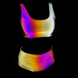 Colorful Reflective Rave Party Shiny Bikini Set