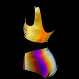 Colorful Reflective Rave Party Shiny Bikini Set