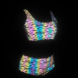 Colorful Reflective Rave Party Shiny Bikini Set