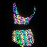 Colorful Reflective Rave Party Shiny Bikini Set